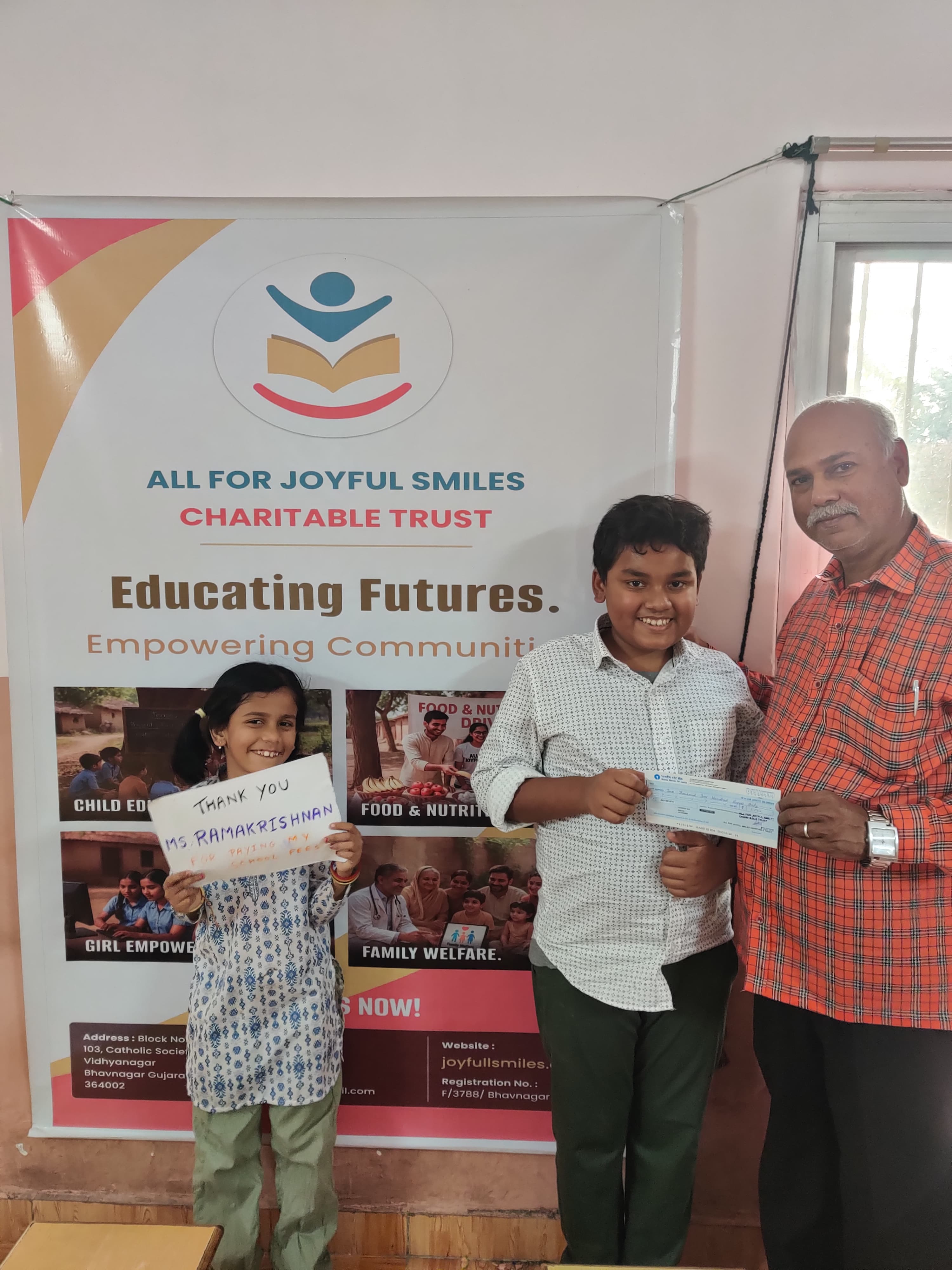 Donation being handed over to beneficiaries